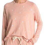 Theo Spence Pink Lightning Bolt Pullover Long Sleeve Lounge Comfy Cozy Top Small