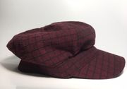 Burgundy & Black Baker Boy Cap