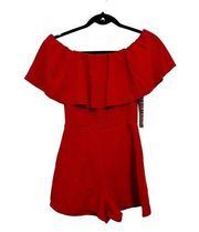 Almost Famous red off the shoulder romper NEW S