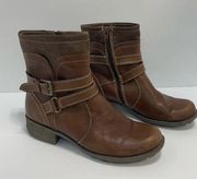 Earth Origins Boots Size 8 1/2 Bonnie Leather Ankle Combat Moto Booties