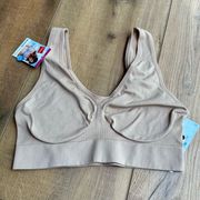 Hanes Sport Bra Lounge Medium Comfort Nude Tank Top Crop Soft Unlined Womens NWT