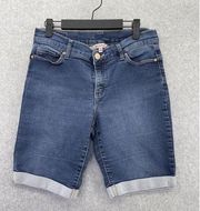 Juicy Couture Women's Blue Denim Shorts Cuffed Size 8 Medium Wash