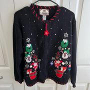 Tiara International Vintage Christmas Cardigan size Large