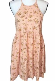 Abound Floral Linen Shift Dress Sleeveless Mini L