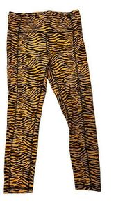 CRZ YOGA Orange/Black Tiger Stripe High Rise Capri Leggings NWT Sz XL Pockets