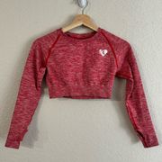 Women’s Best Seamless Long Sleeve Crop Top Heathered Red size small