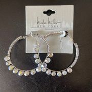 New Nicole Miller Iridescent Crystal Hoops