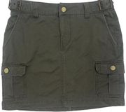 Y2K Tommy Hilfiger Denim Green Cargo Mini Skirt Size 6