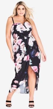 Floral Drape Black Maxi Dress 20