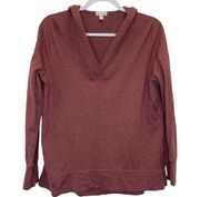 Garnet Hill Women's Light Burgundy Hoodie V-Neck Sweatshirt Size XS