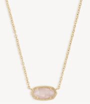 Kendra Scott  Elisa Pink Rose Quartz and Gold Necklace