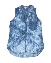 Anthropologie  Sleeveless Tie-Dye Chambray Tank