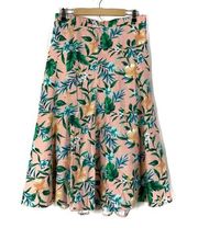 Woman Within | Linen Blend Tropical Floral A-Line Skirt