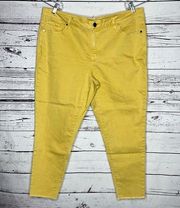 Lane Bryant Size 22 Yellow Denim Raw Hem Mid Rise Super-Stretch Ankle Jeans