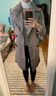 Double Breasted Houndstooth Coat