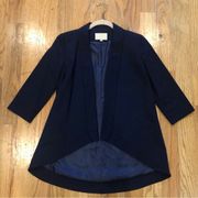 Alberto Makali Navy Blue Open Front Blazer in Small 100% wool