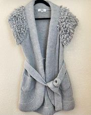 Tibi Gray Belted Sweater Vest gray size Small