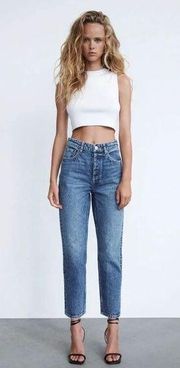 ZARA High Waist Straight Leg Light/Medium Wash Jeans