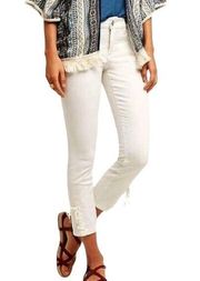 Anthropologie Pilcro & the Letterpress Skinny Jean Cropped Lace Up Ivory Size 32
