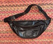 VTG BLACK VEGAN LEATHER FLIGHT PAX FANNY PACK BELT BAG