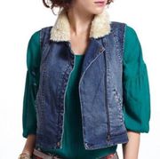 Daughters of Liberation Anthropologie Denim Sherpa vest