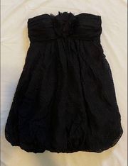 $375 Anthropologie Shoshanna 2 Strapless Mini Swiss Dot Bubble Dress Black Party