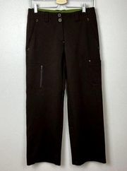 Title Nine Hepburn Cargo Pants Womens Sz 4 Brown Wide Leg Cropped Hiking Camping