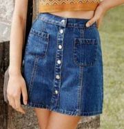 Urban Outfitters Snap Front Denim Mini Skirt