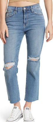 Distressed Slim Straight Jeans