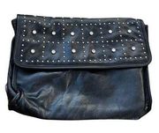 90s Black Faux Leather Nine West Purse with Stud Details