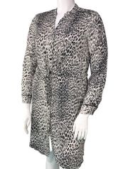 Etcetera Womens Size 8 Shirt Dress Animal Print Button Front Drawstring Waist