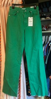 Wide Leg Green Jeans