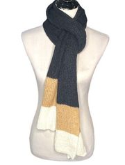 Style & Co. Colorblock Knit Scarf Black White Tan