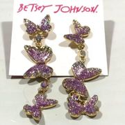 BUTTERFLIES BUTTERFLY GEMMED DANGLE EARRINGS CRYSTAL RHINESTONES