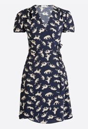 Factory Women’s 00 Navy Leopard Print Wrap Dress