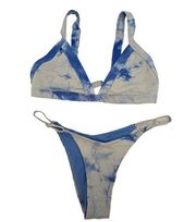 ONEONE Swimwear  Bikini SET Kameron Tie-Dye Blue Top sz Large Bottom size Small
