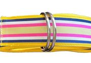 J. Crew Women's Small-Medium Double D-Ring Grosgrain Ribbon Striped Belt Preppy