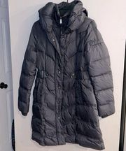 DKNY Women’s Black Down Filled Belted Long Puffer Coat Size M