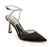 Kamilah Pointed Toe Stiletto in Black Satin