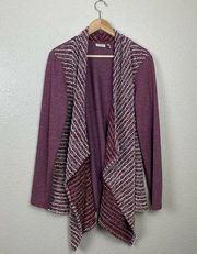 LOGO By Lori Goldstein Large Draped Front Cardigan Sweater Knit Front