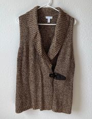 metallic thread brown wrap sweater vest petite Large sparkle knit