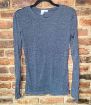 Abound Static Heathered Gray Long Sleeve T-Shirt Women's Size Large