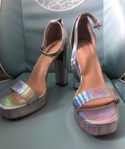 Holographic Chunky Heels 