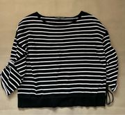 Elliot Lauren Black and White Stripe Cinch sleeve blouse: XL