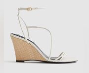 Reiss Kali Wedge Leather Strappy Wedged Sandals 8.5