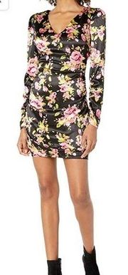 Likely Floral Gabriella Puff Sleeves Ruched Satin Lined Mini Dress Size 4 NEW