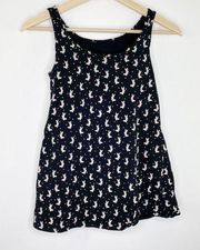 Uniqlo Black Bunny Print Round Neck Sleeveless Tank Top Women's Size Small