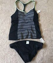 NEW NIKE Tankini 2pc Athletic Racerback Swimsuit Shelf bra Womens Size S