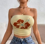 Flower Print Ruched Crop Top