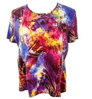 St. John Sport Abstract Colorful Watercolor Tee